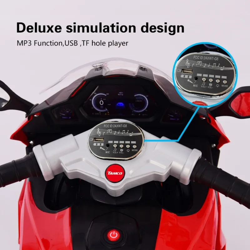 12V Kids Electric motorcycle,Three lighting wheels Boys Girls Motorcycle, Ride on  Electric Motorcycle