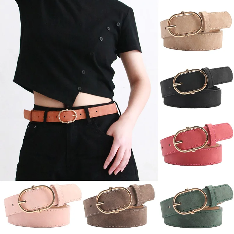 

New Fashion Women's Belt Simple Pu Leather Alloy Buckle Matte Belt Female Jeans Dress Pants Waistband Decorate Belt Straps Gifts