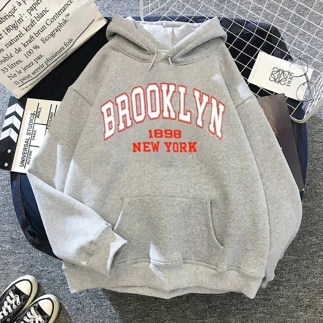 Brooklyn Letter พิมพ์เสื้อกันหนาวแฟชั่น Hoodie เด็ก Hip Hop Street สุภาพสตรี New York ฤดูใบไม้ร่วงเสื้อผ้า Hoodie สําหรับผู้หญิง