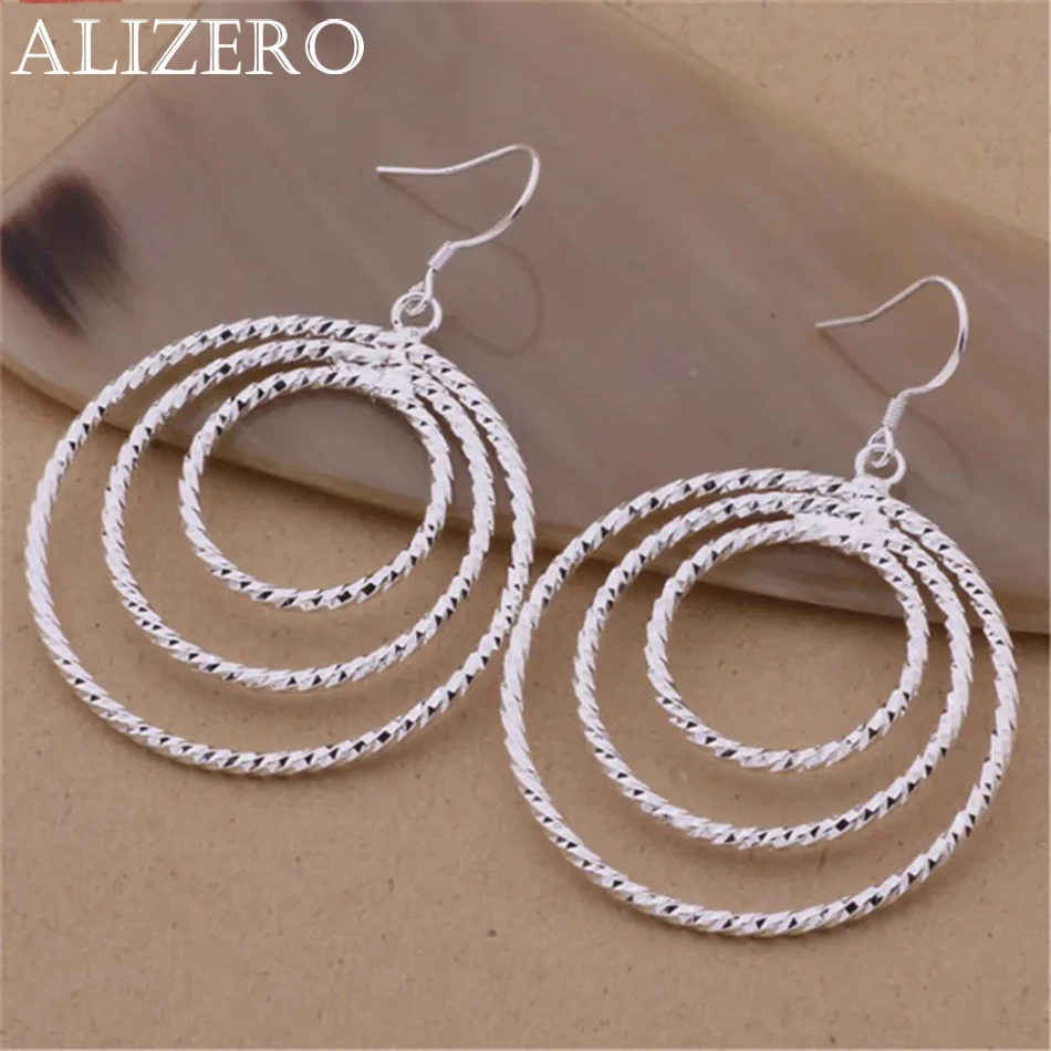 

Hot classic Pretty 925 Sterling Silver Three circle drop Earrings for Women High Quality Fashion Party wedding Jewelry Gifts