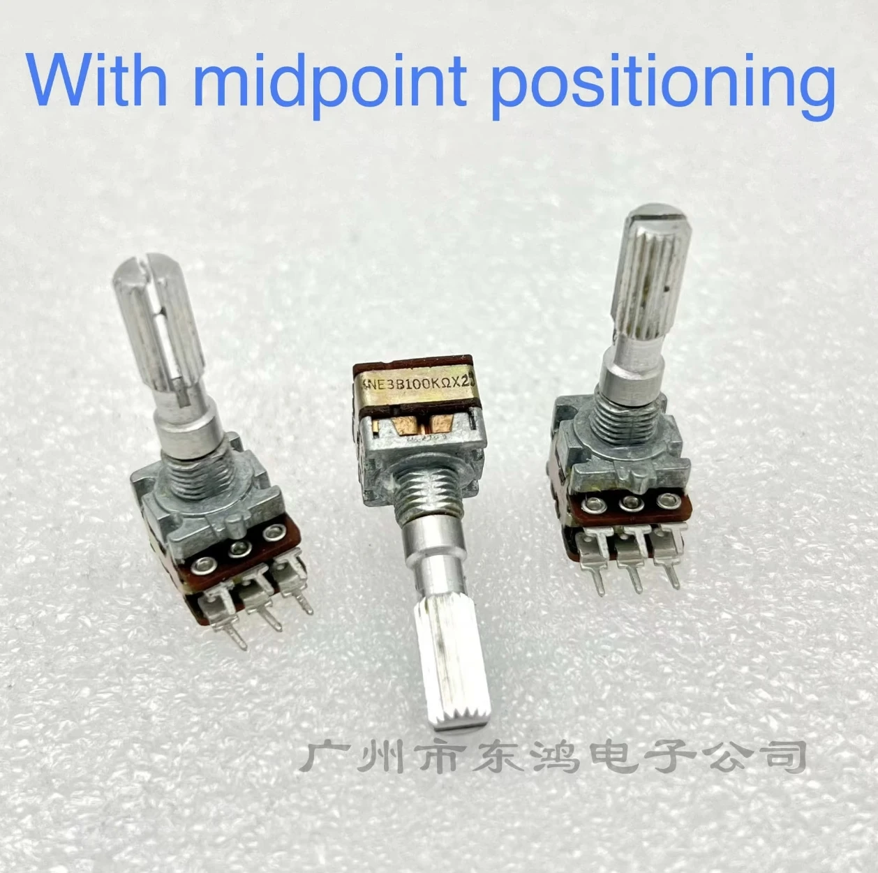 4 pcs JAPANESE EMPIRE NOBLE 12 SQUARE DOUBLE POTENTIOMETER B100Kx2 WITH MIDPOINT SHANK LENGTH 25MM FLOWER