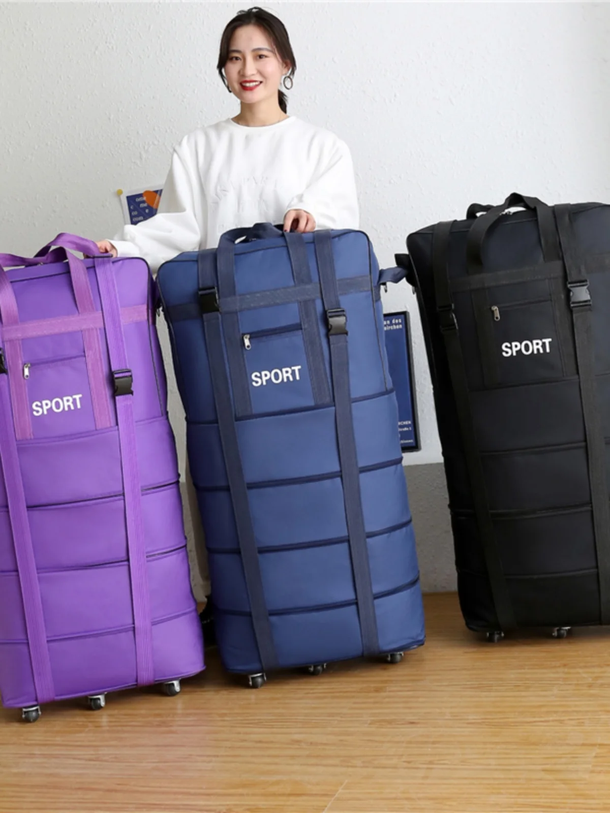 58 Air Reisetasche, großes Fassungsvermögen, Ochsenstoff, bewegliche Reisetasche, bewegliche Räder, Aufbewahrungstasche für Busin/OL Sle Bapa...
