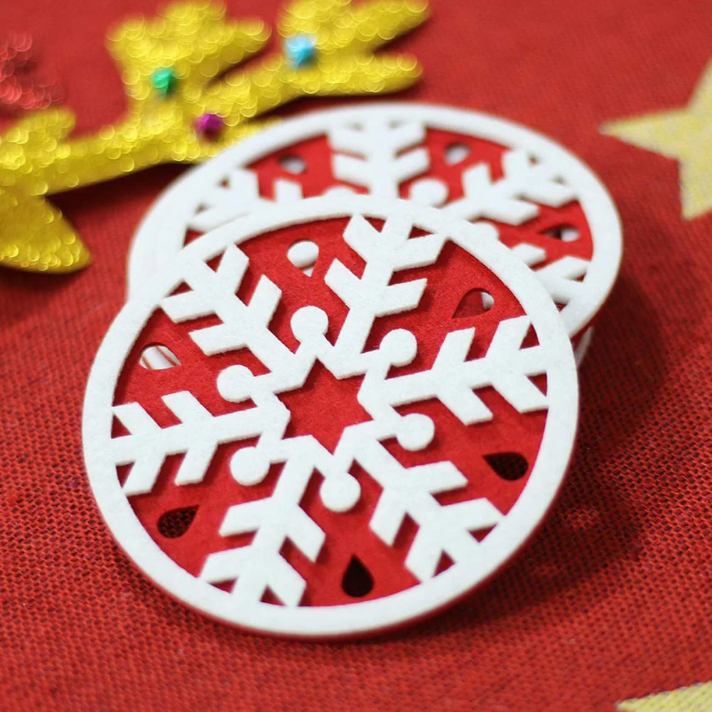 

12Pcs Xmas Cup Coasters Felt Round 10cm Non Slip Hot Pads Christmas Tree Snowflake Drink Protect Mat Coasters