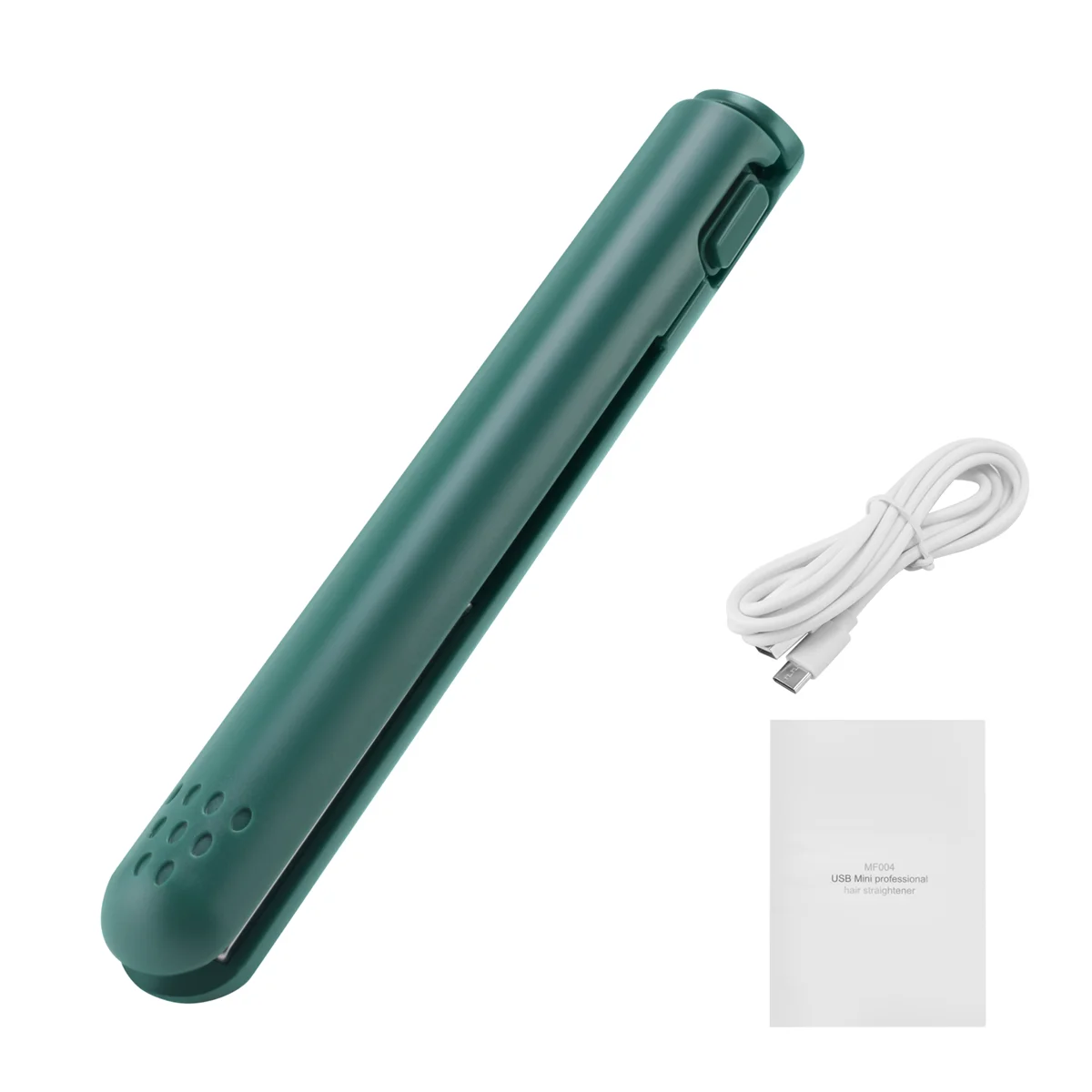 مكواة فرد الشعر كابل USB صغيرة محمولة لفرد الشعر المستقيم والشباك ذات الاستخدام المزدوج للطلاب باللون الأخضر