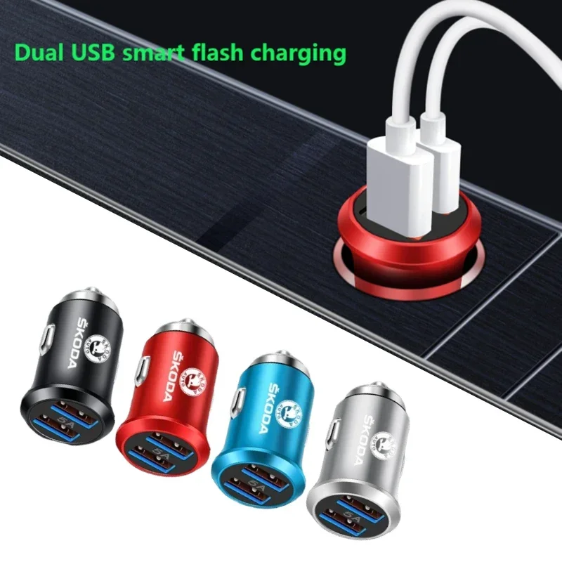 

Car Dual USB Charging Adapter Mobile Phone Charger for Skoda Karoq Citigo Fabia Superb Octavia Kodiaq Yeti Felicia Kamiq Scala