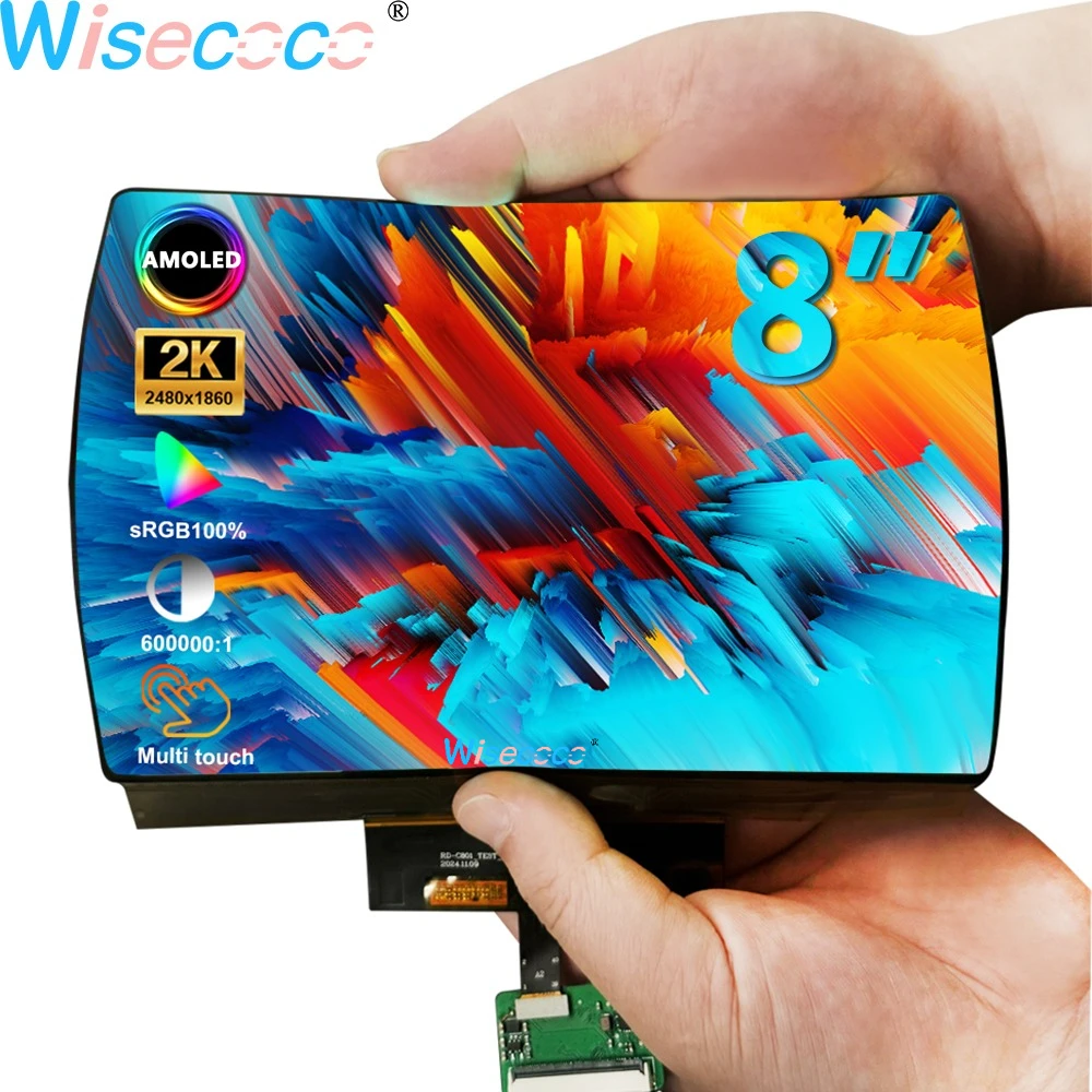 

Wisecoco 8-дюймовый гибкий AMOLED-дисплей 2460 × 1860 IPS OLED гибкий ультратонкий экран с платой драйвера для ноутбуков Raspberry Pi