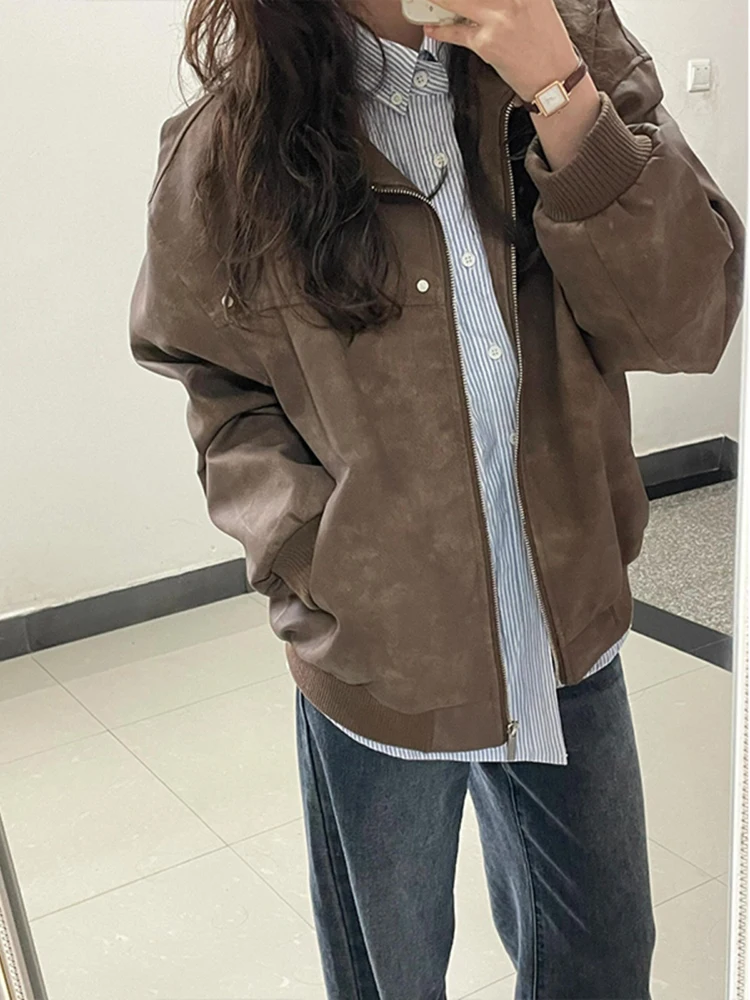 

Browan Leather Jaet Men's Sle Vintage Motorcycle Jaet American Retro Baseball orm Stand Fit из полиэстера/нейлона C...