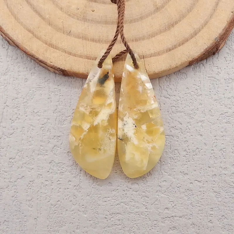 Semi-precious Stone Jewelry,Gift,Natural Yellow Opal Fashion Earring Beads,For Women Jewelry Making DIY