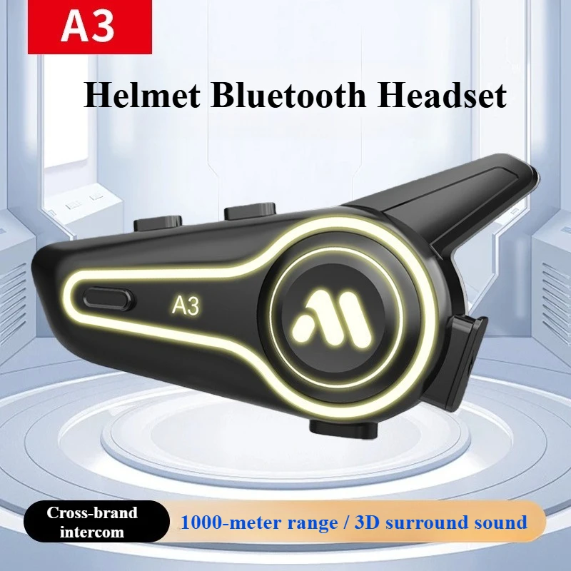 A3/A3Pro Motorcycle Helmet Bluetooth Headset Long Battery Life RGB Lighting IP67 Waterproof Noise Cancellation Riding Headphones