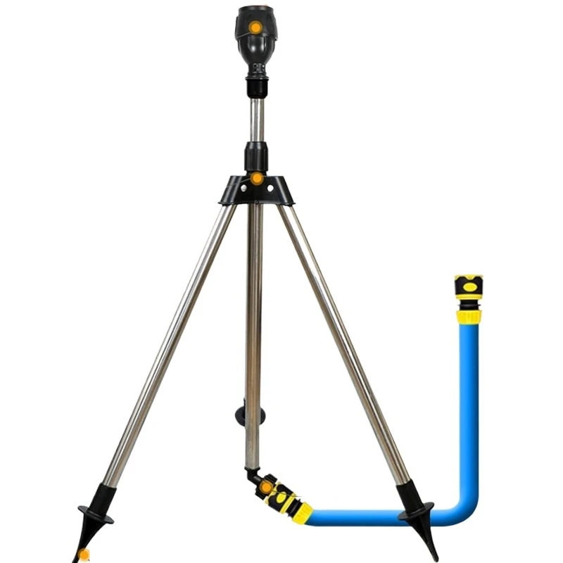 360° Rotating Tripod Lawn Sprinkler, Telescopic Stainless Steel Irrigation Head, Automatic Water Sprayer for Garden