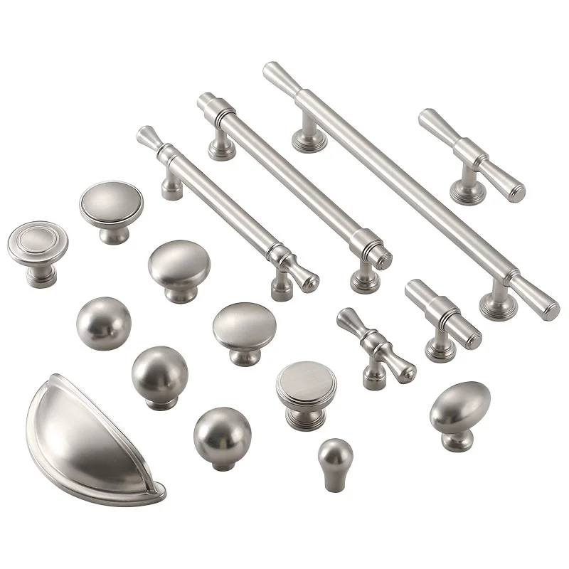 Light Luxury Brass Furniture Handles Matte Brushed Silver Cabinet Handles Door Drawer Knobs For Kitchen Wardrobe Cupboard Pulls
