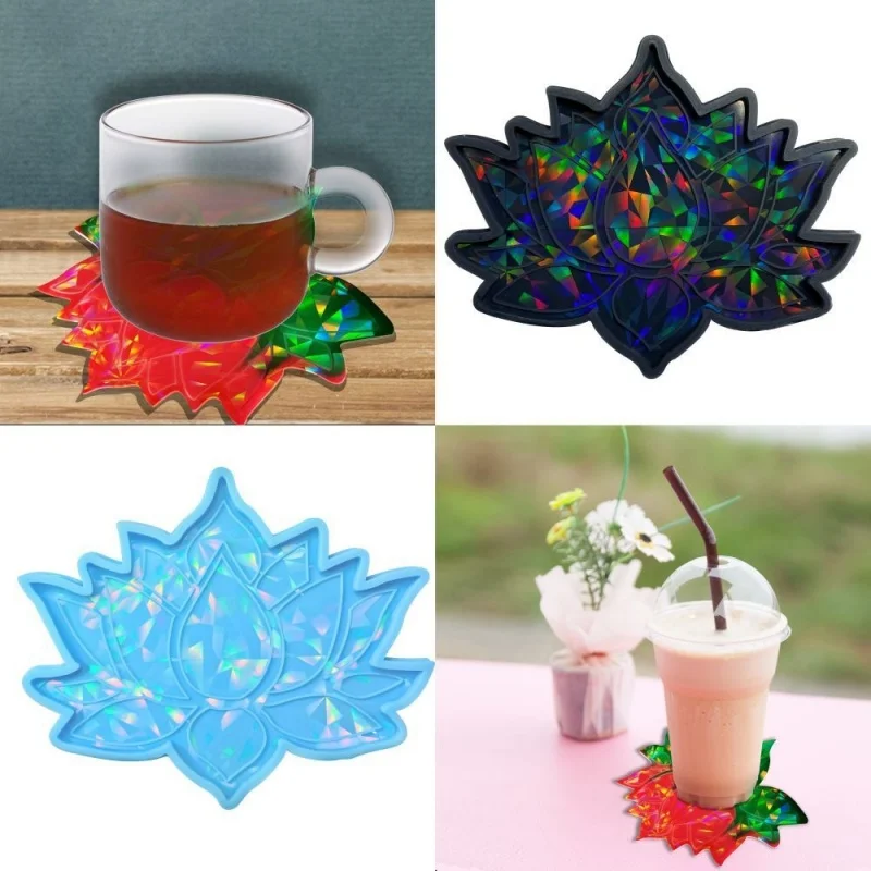 Holographic Laser Lotus Coaster Silicone Mold DIY Irregular Handmade Decorative Jewelry Storage Tray Resin Mold Home Handicrafts