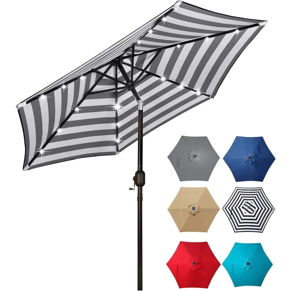 

Blissun Patio Umbrella with LED Lights, Solar Umbrella Table Market Umbrella with Tilt and Crank