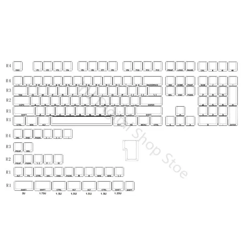96BA Seitlich bedrucktes Tastatur-Tastenkappen-Set mit Kirschprofil, 140-teiliges Tastenkappen-Set für beleuchtete Tafeln – Detail 5