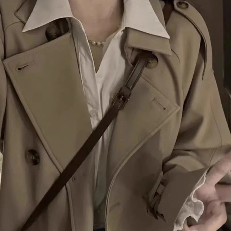 

plus Size Women's Autumn Winter New Sle Windbreaker Coat Long Version Briti Sle M Color High Waist Design Commute Korea...