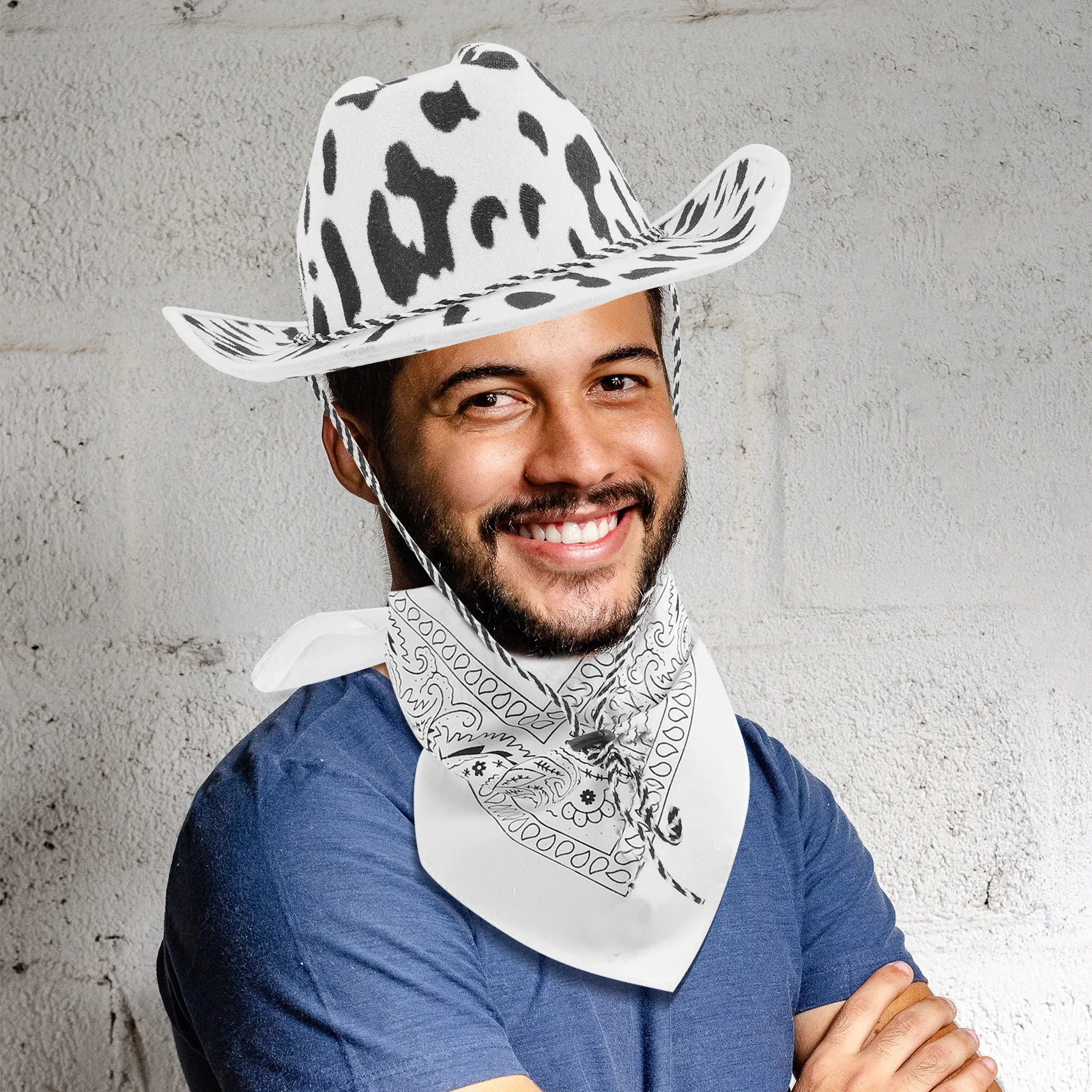 

1 set Adjustable Print Adjustable Cowgirl Hat For Women Men Wedding Party Cosplay Western Theme Dress Up Felt Hat