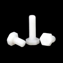 1/50X DIN933 M3 M4 M5 M6 M8 M10 M12 M14 M16 White Nylon Plastic Insulated Outer External Hex Hexagon Head Cap Bolt Screw 5-120mm