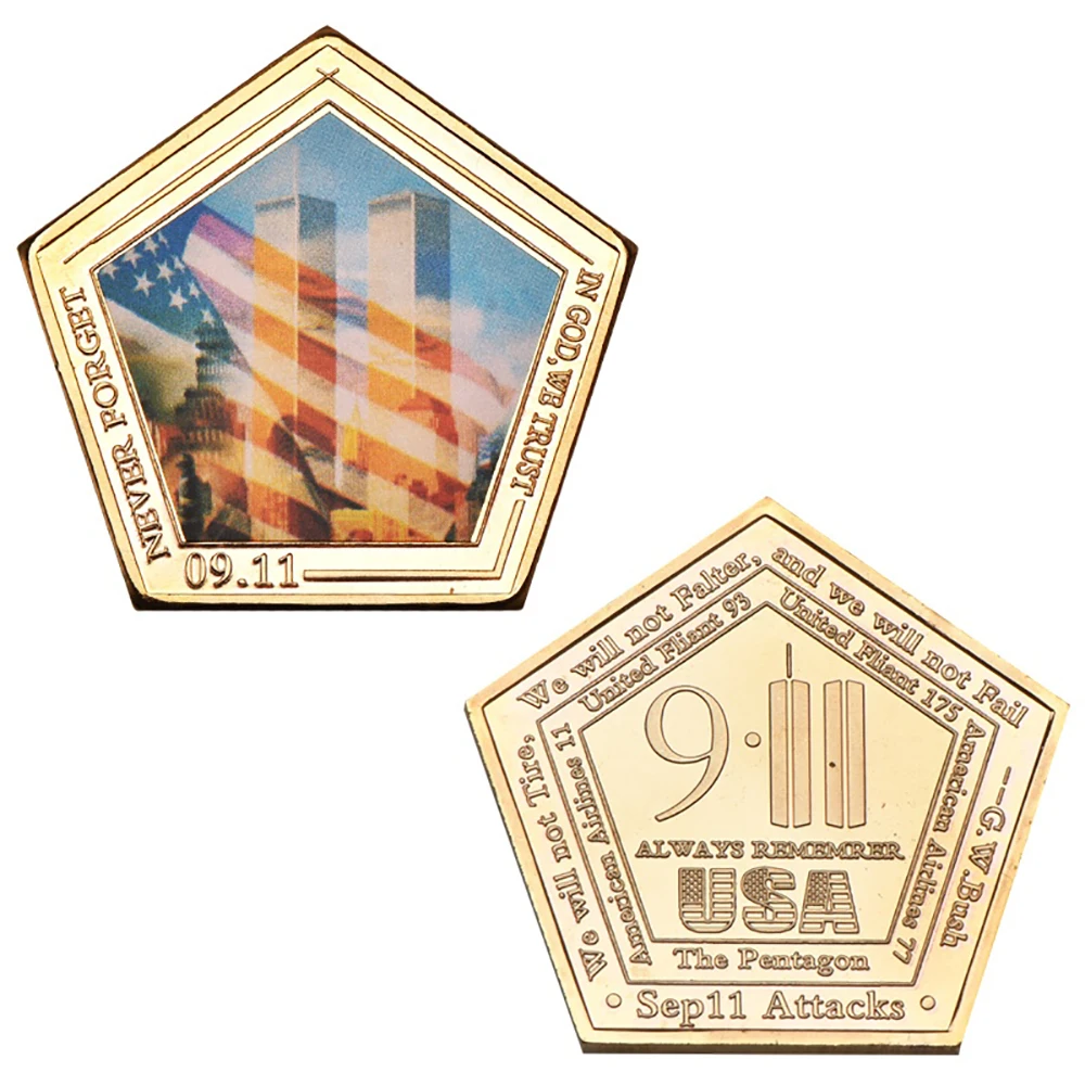 Desafio Militar Moedas De Ouro Na Bolsa, Medalhas Do Pentágono, Presentes De Lembrança, Moeda Comemorativa Do Evento, US 911 Ataque, 6Pcs