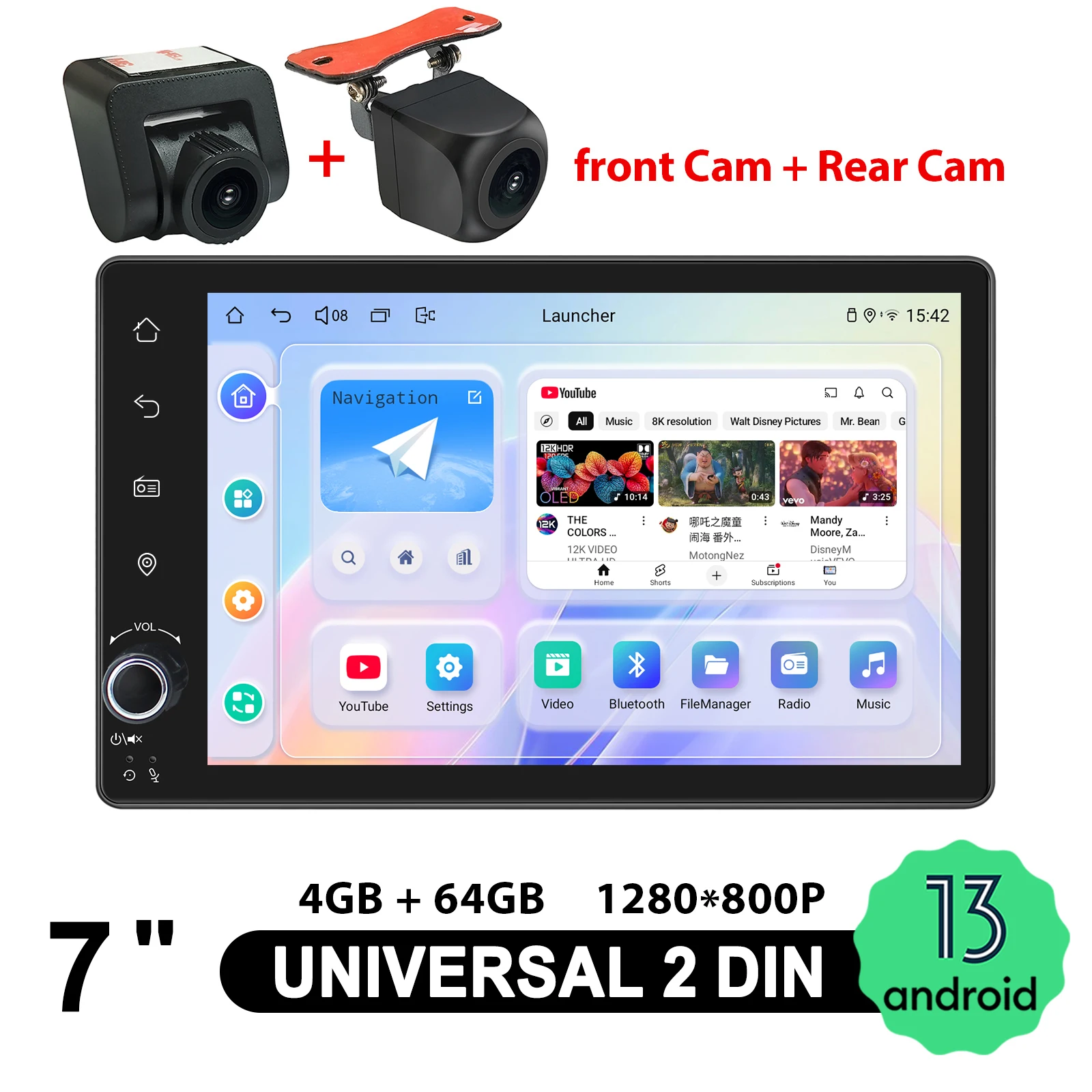 

2025 New Universal 7 Inch 2DIN Android Car Radio Stereo GPS Navigation Bluetooth Carplay FM Hands-Free Call Backup Camera Input