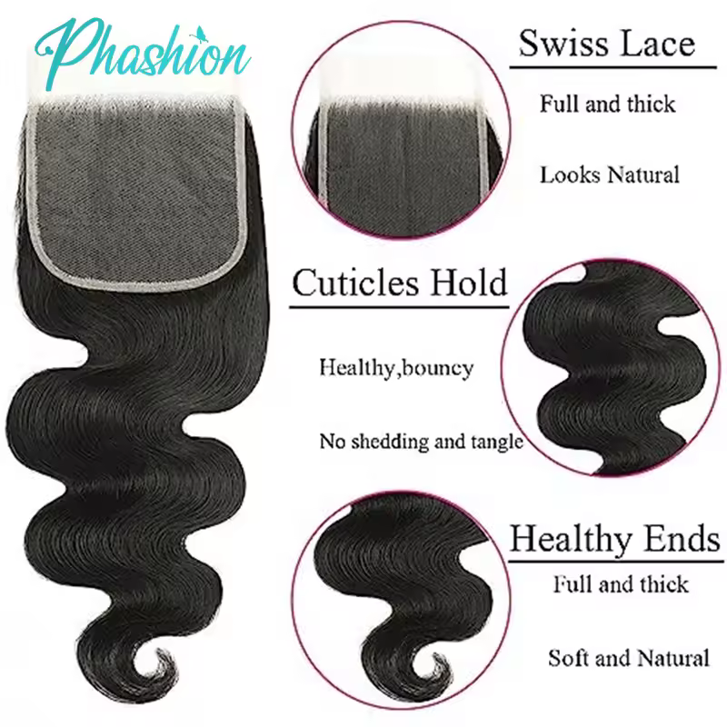 Phashion 26 Inch 4x4 5X5 Body Wave Lace Closure Only Pre Plucked Swiss Transparent 100 Remy Human Hair For Black Women Full Soft - Image 5