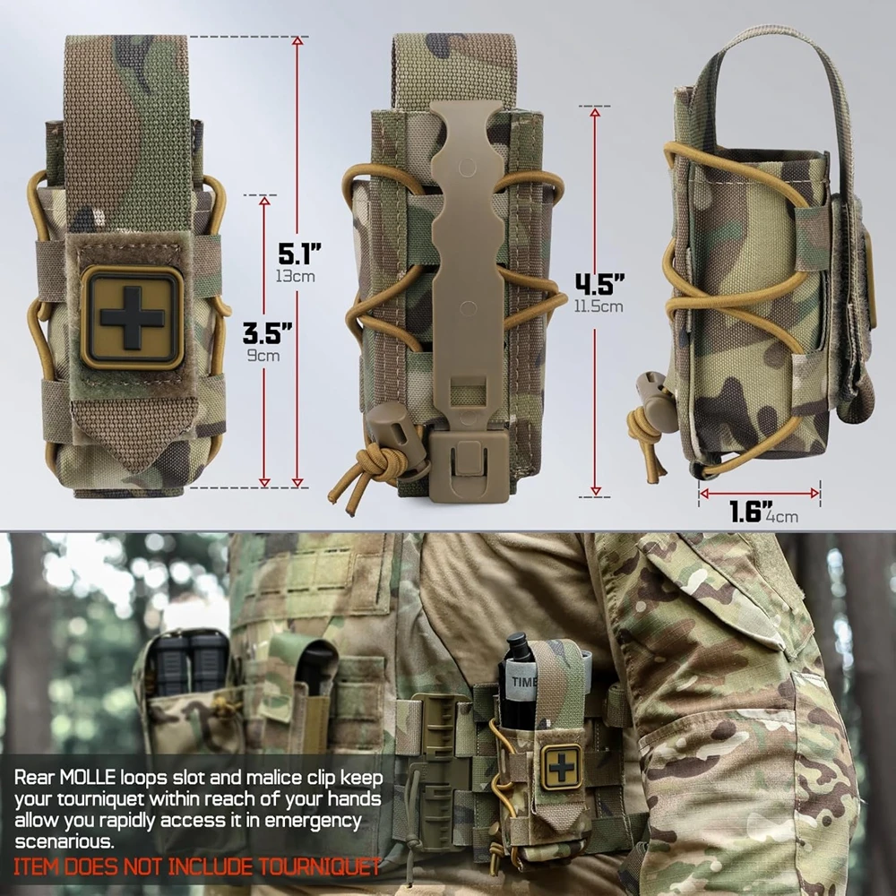 MOLLE Tourniquet-Halter IFAK TQ-Halter Taktische Medizinische Tasche Holster Erste-Hilfe-Set mit Kreuz-Patch/Bungee-Seil und Tourniquet – Detail 13