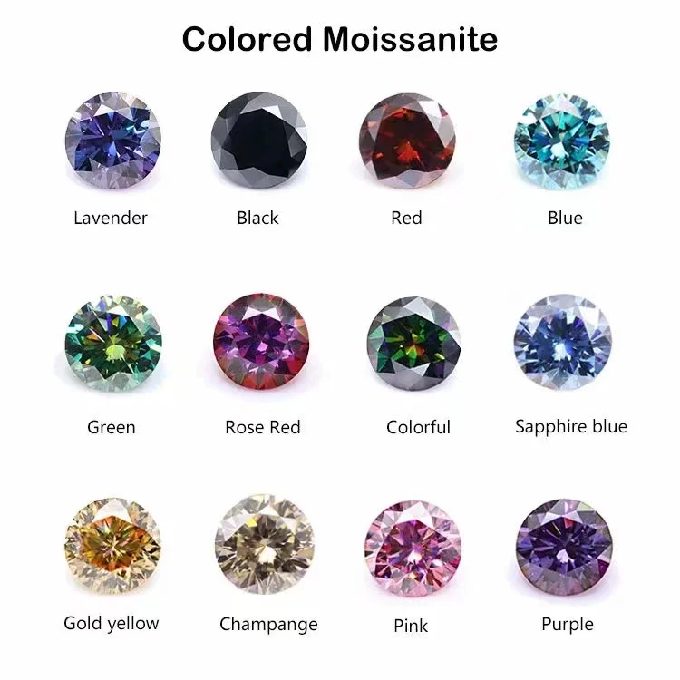 Excellent Cut Colored Green Black Blue Moissanite Diamonds 0.5- 6ct Rare Pink Moissanite Loose Stone Red Purple Color VVS1 Exce