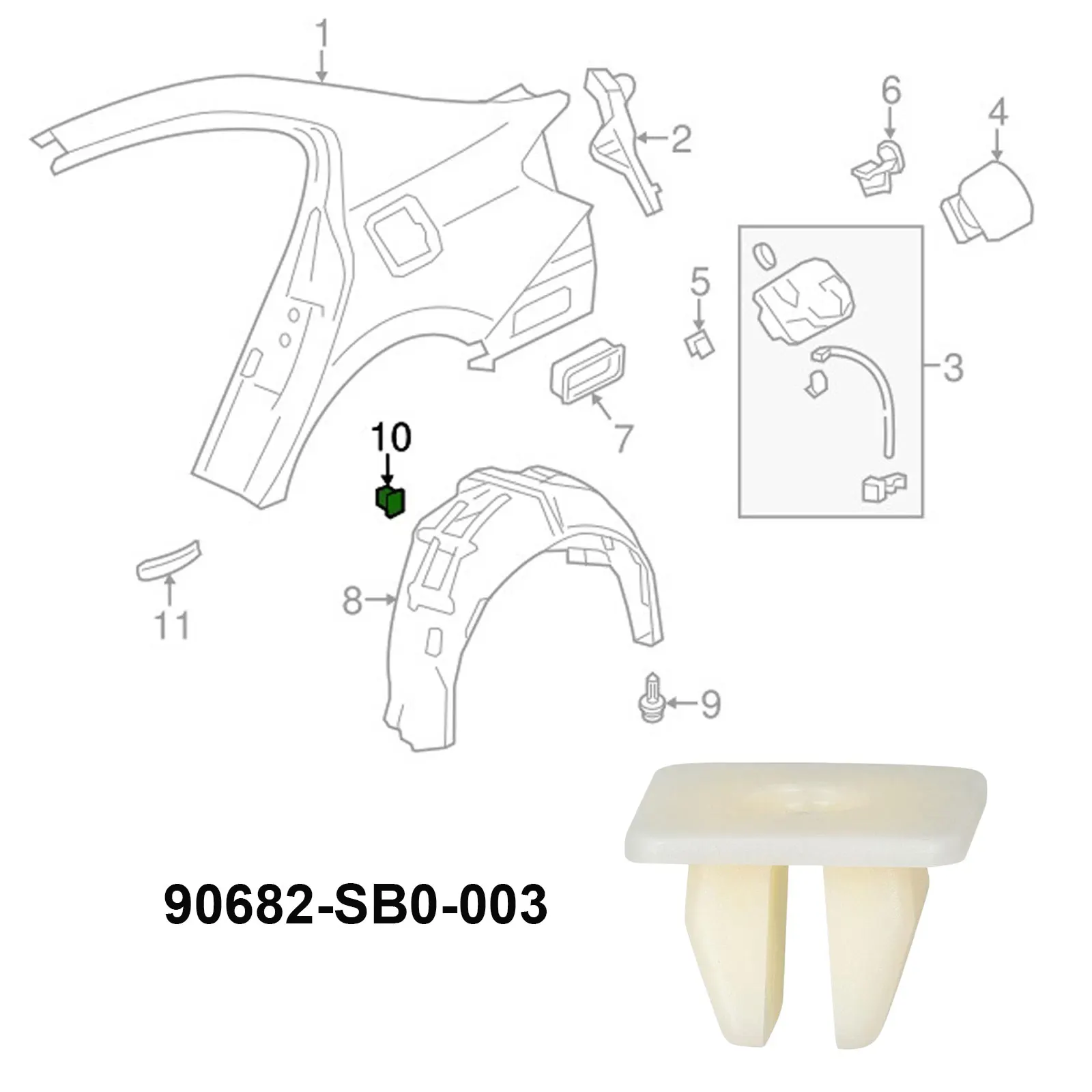

Винт крышки бампера, вкладыш крыла, резьбовой винт с комплектом втулок для Honda Acura 90114-SE0-000 90682-SB0-003