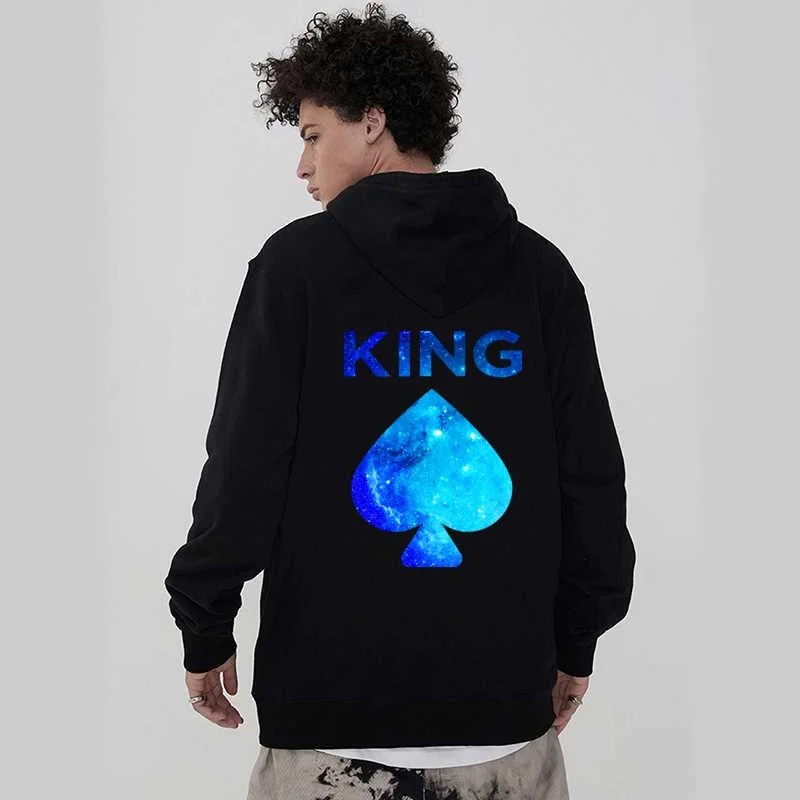 King And Queen Printed Hoodies For Lovers Fashion Women Men Casual Graphic Creative Couple Sweatshirts Autumn Winter Pullovers