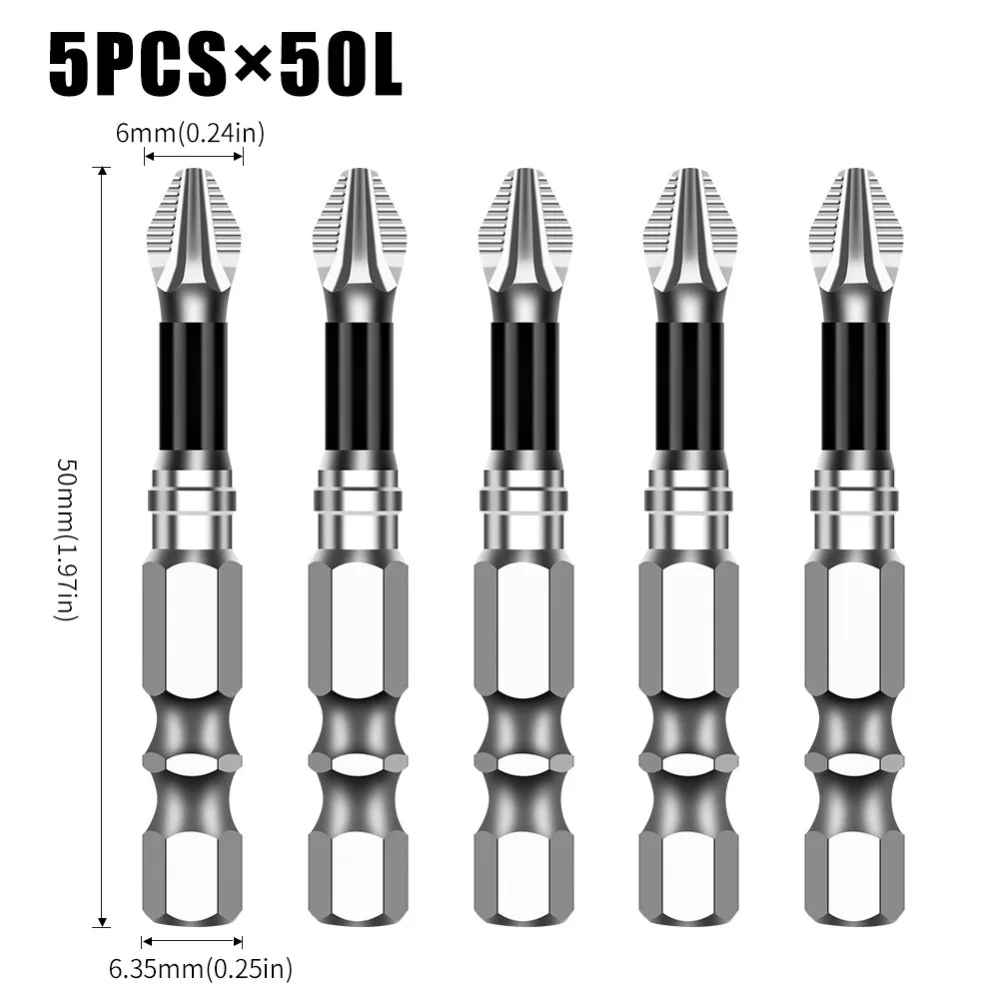

K5 Non-slip Impact Phillips Screwdriver Bit S2 Alloy Strong Magnetic Electric Screwdriver Bit High Hardness Hex Shank Driver Bit