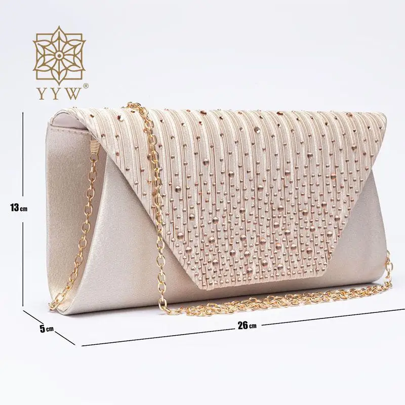 Sac à Main en Satin Plissé pour Femme, Pochette Rouge Vin, Enveloppe Colorée avec Perles en Strass, pour Soirée, Mariage, Banquet