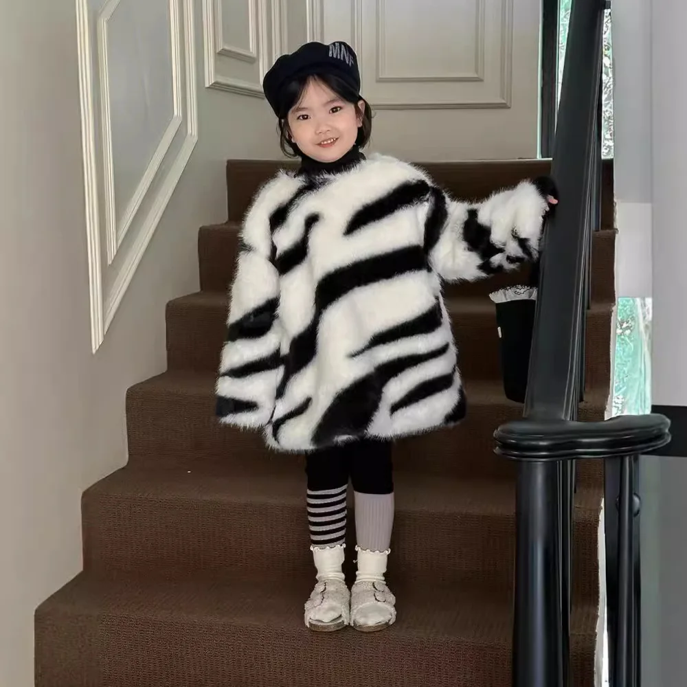 Children Clothes Knitted Wool Pants 2024 Casual New Korean Style Striped Slim Fashionable Simple Kids Warm Pants Leggings image 4