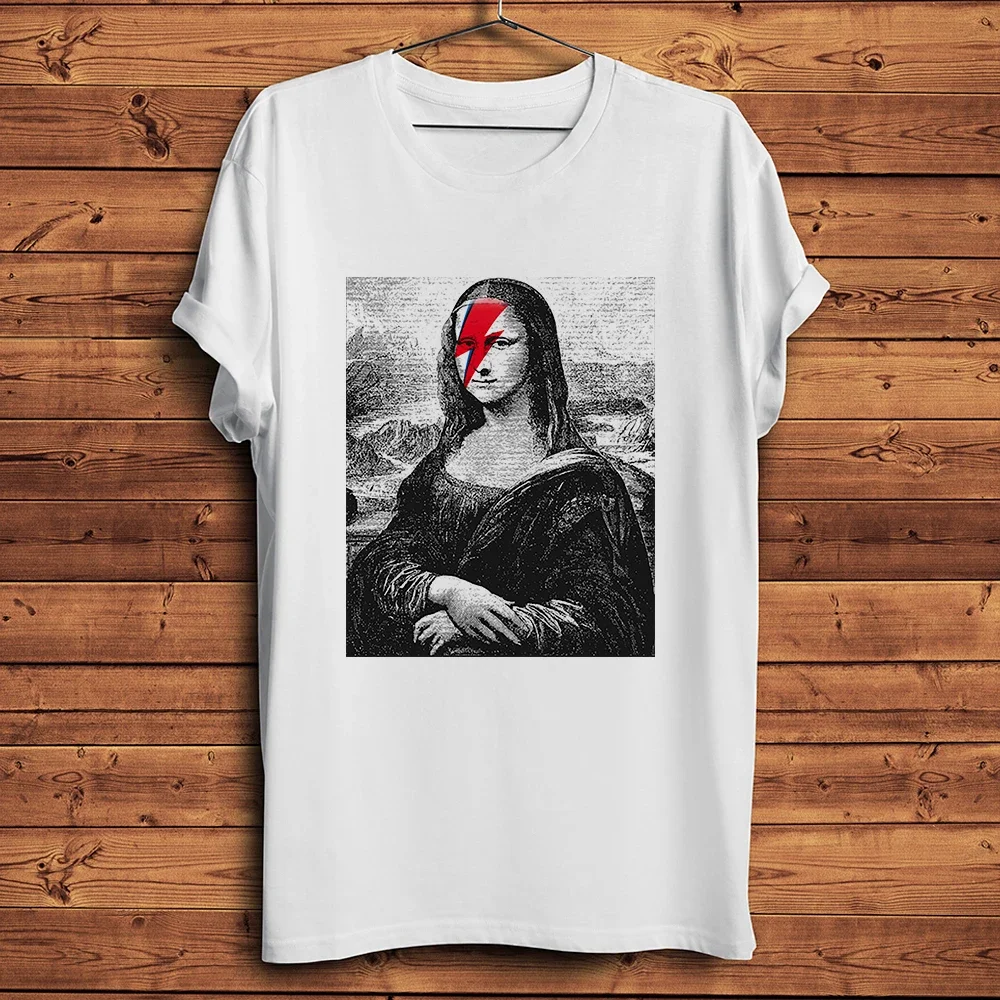 Camiseta divertida de Mona Lisa Monalisa para hombre, camisa artística de manga corta, blanca, vintage, informal, ropa de calle unisex