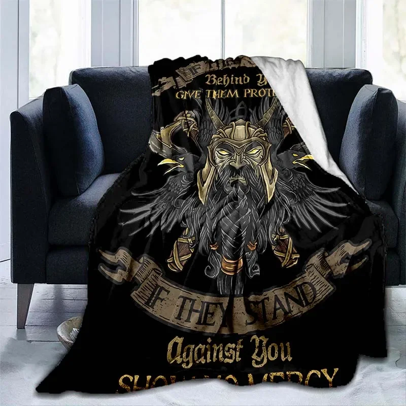 The Vikings Ancient Scandinavian Norse Runes Axes 3D Soft Throw Blanket Lightweight Flannel Warm Blanket for Bedroom Couch Sofa