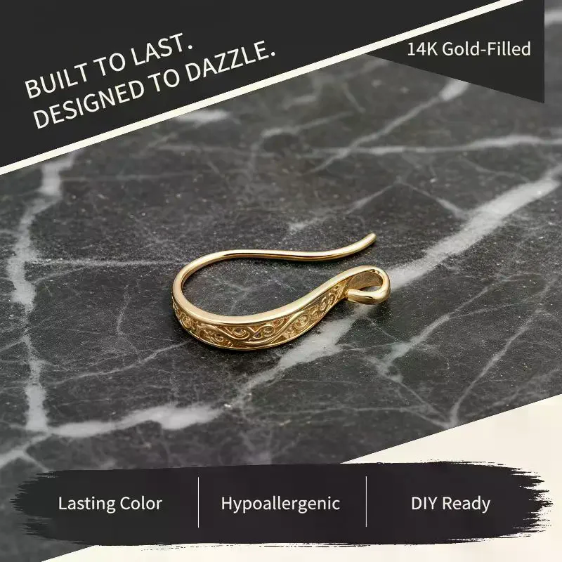 4PCS Brass Print Earring Hook Ear: Wire Making Hooks DIY Accessories