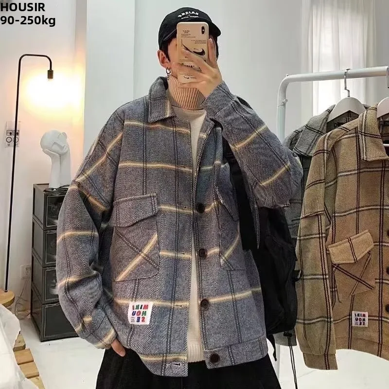

Thiened шерстяной клетчатый хлопковый тройник для мужчин, зима-осень-зима, верхняя одежда, модное брендовое хлопковое пальто с воротником, элитное ощущение