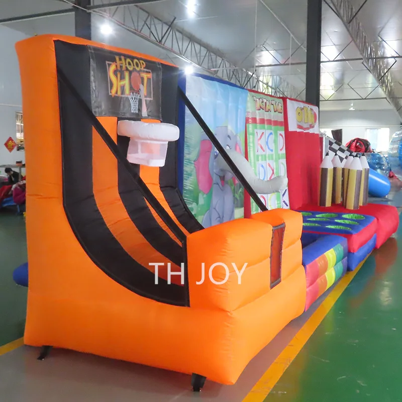 บริการขนส่งทางอากาศด่วนถึงบ้าน ชุดเกมงานรื่นเริงเป่าลม 4 in 1 ชุดบาสเก็ตบอล ห่วงโยน สำหรับงานปาร์ตี้ให้เช่า