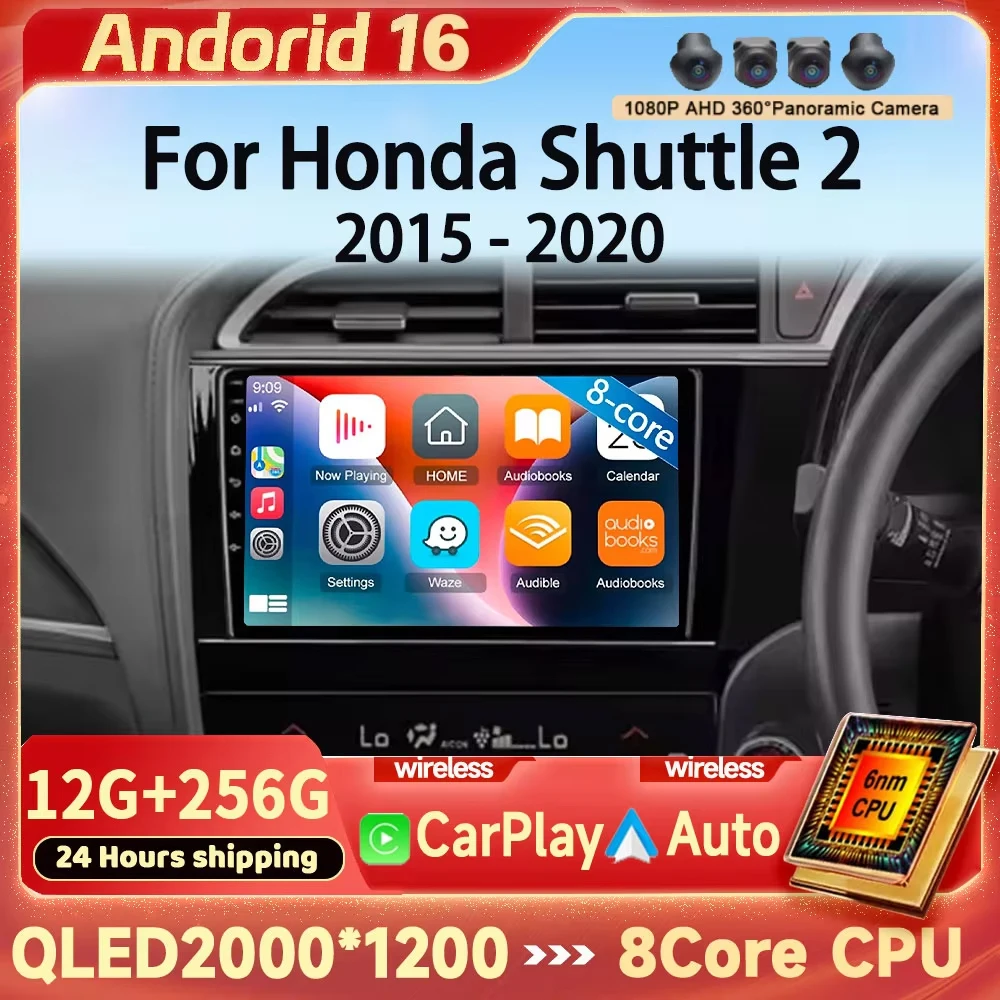 Android 16 Car Radio For Honda Shuttle 2 2015 - 2020 RHD GPS Multimedia Player Navi Head Unit Stereo Video Wireless Carplay Auto