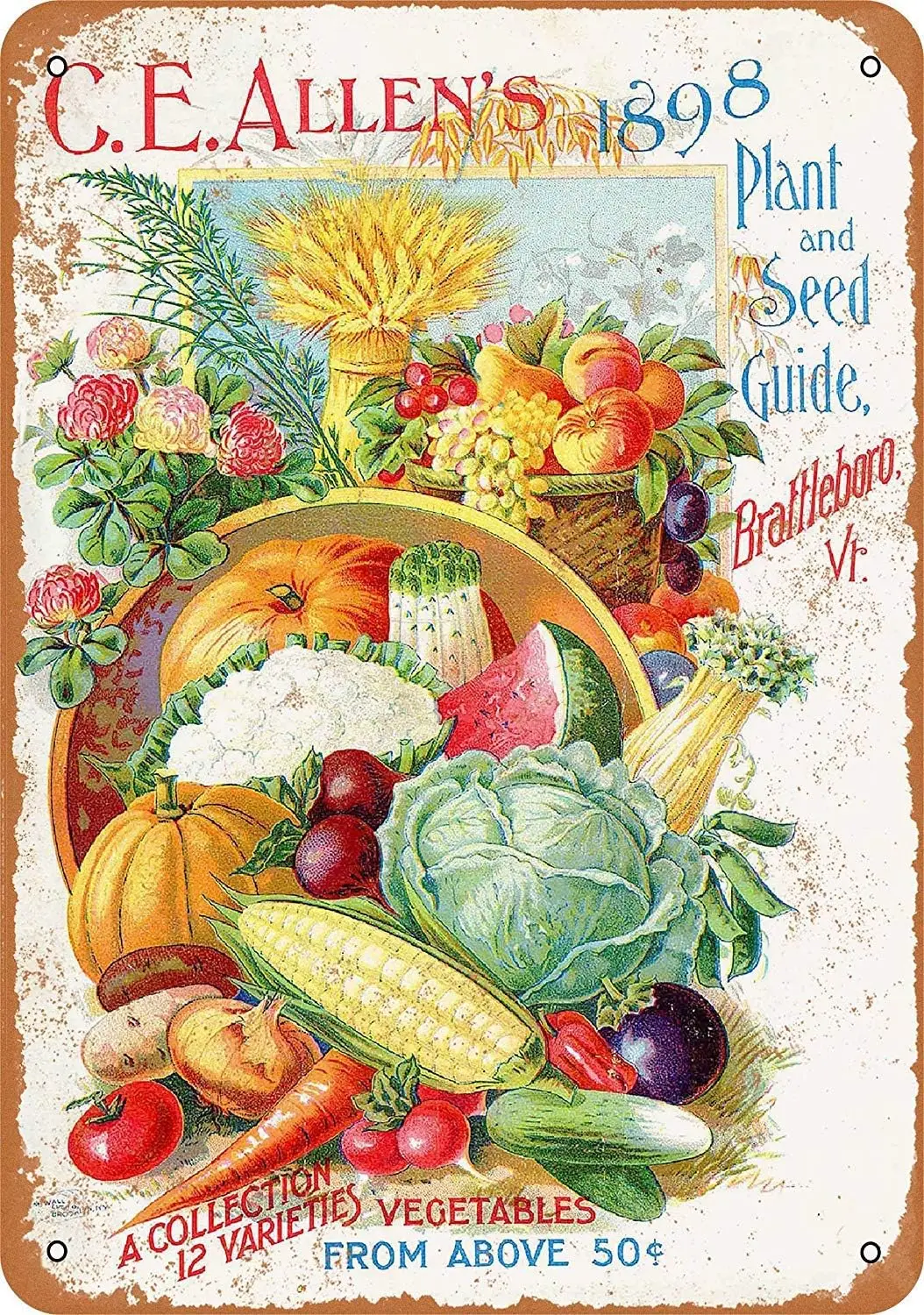 12 x 16 Metal Sign - C.E. Allen's Plants Seeds - Vintage Wall Decor Art