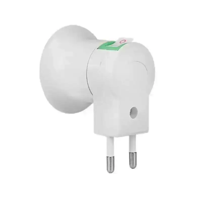 1Pcs Durable E27 Bulb Socket Adapter LED Light EU Plug Plastic Lamp Base Holder With Power On Off Control Switch
