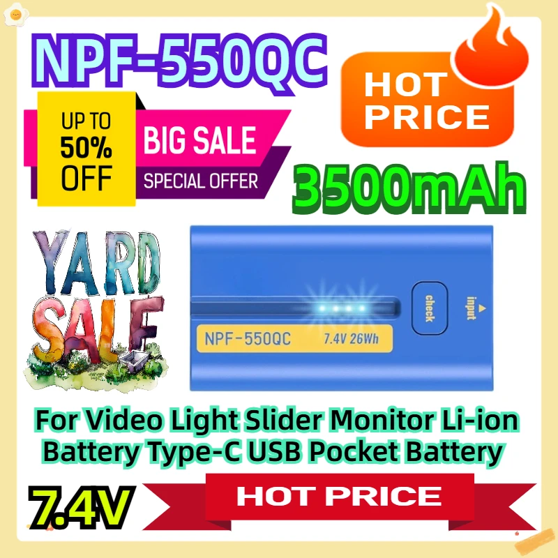 

For Video Light Slider Monitor Li-ion Battery Type-C USB Pocket Battery 3500mAh