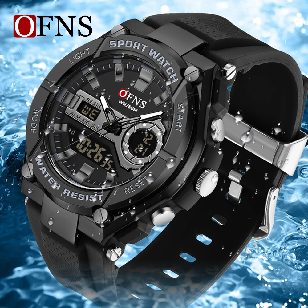 

OFNS Top 3123 New Men's Watch Waterproof Quartz Electronic Watch Sports Military LED Digital Watch Men's Relios Masculino