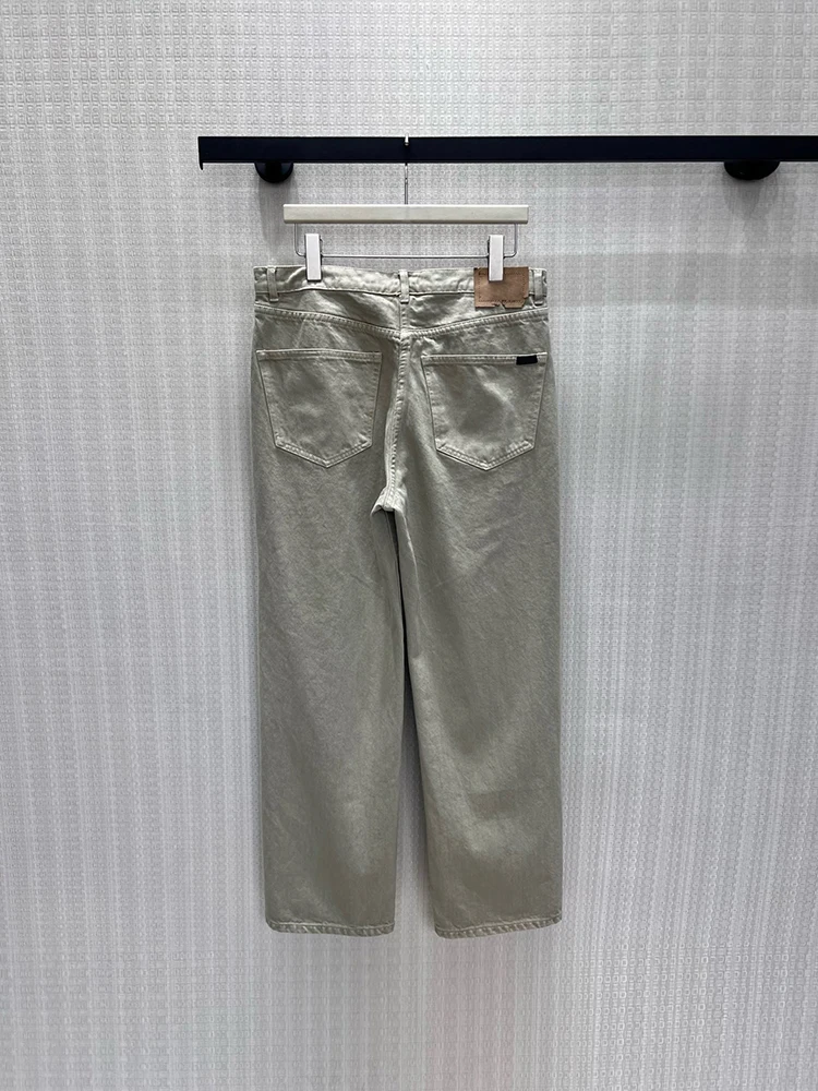 Spring Autumn Fashion Outdoors Daily Casual Simplicity Pencil Jeans Women's Middle Waist Multi Pocket Straight Barrel Trousers