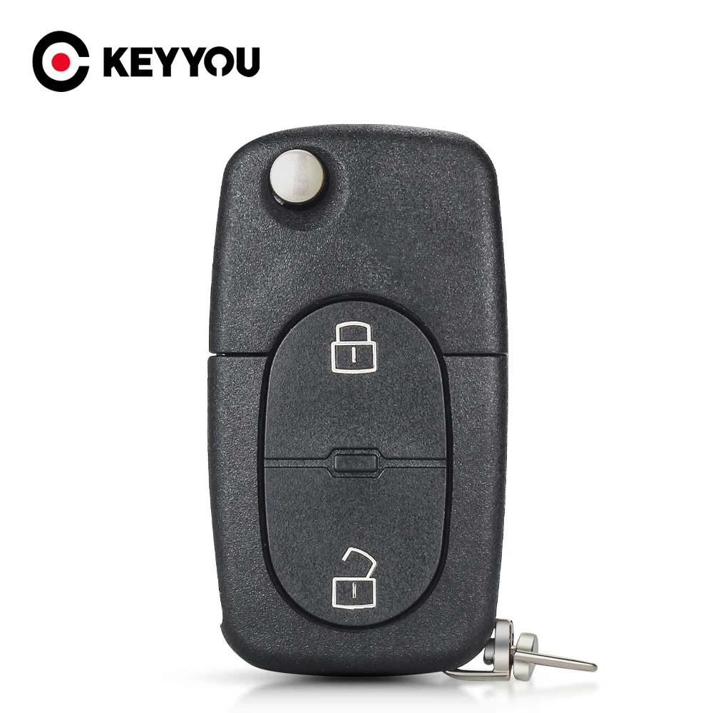 KEYYOU For Audi A2 A3 A4 A6 Old Models CR1620/CR1616 2 Button Flip Folding Remote Key Case Shell