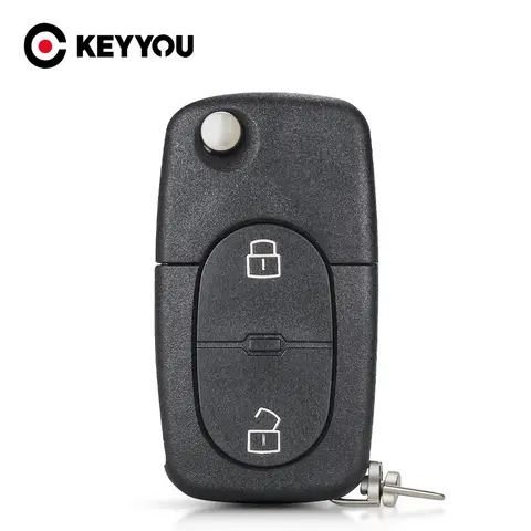 KEYYOU 아우디 A2 A3 A4 A6 구형 모델 CR1620, CR1616 용, 2 버튼 플립 접이식 원격 키 케이스 쉘