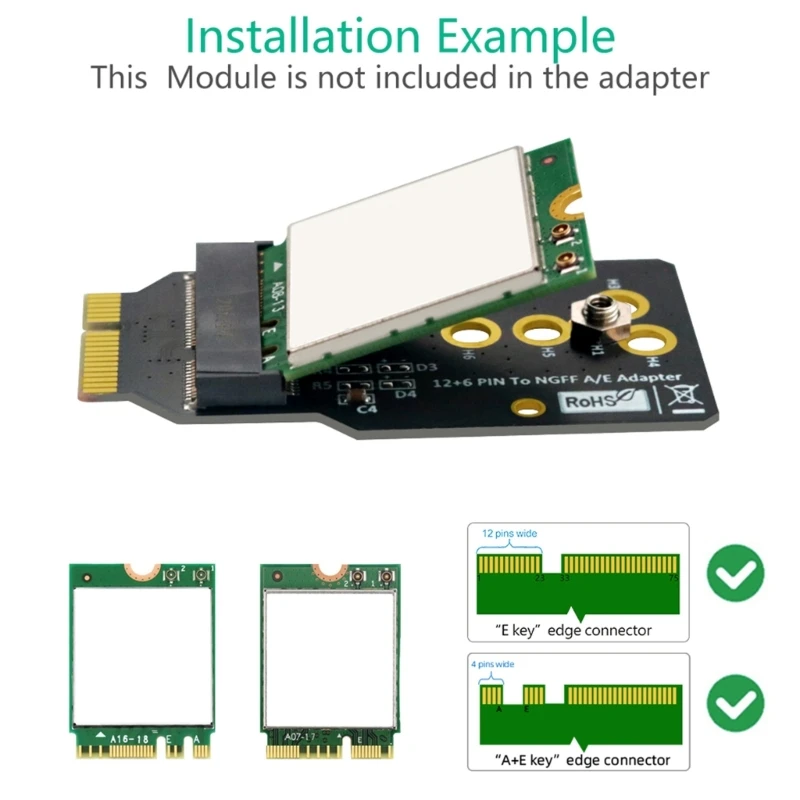 WIFI6 Module to 12+6 Pin Adapter for AX200/201/210 WIFI6 Modules