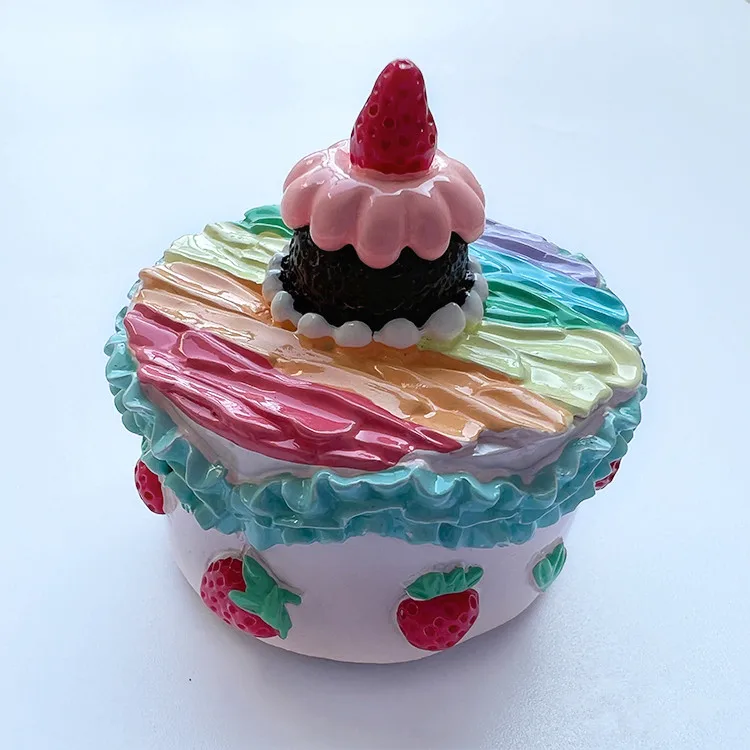 Hand-painted Strawberry Cream Ice Cream Cake 3D Fridge Magnets Souvenirs Refrigerator Magnetic Stickers Gift