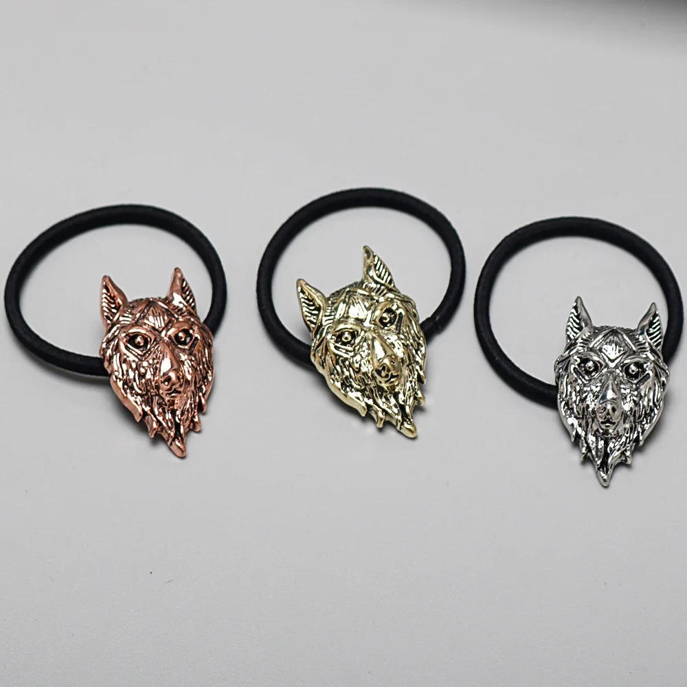 gothic animal hair ropes hairwear vintage wolf bear crow elastic hair ties hairband for viking women jewelry accessories