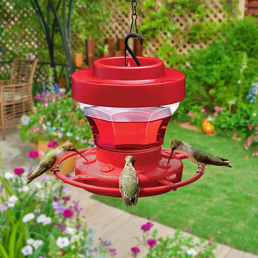 Detachable Plastics Bird Water Feeder Bottle Hanging Hummingbird Feeder Garden Outdoor Plastic Flower Iron Hook Bird Feeder