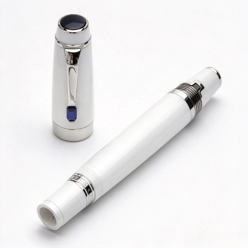 PK MAJOHN X1,White Resin Telescopic M bfountain pens 4810 F0.5 Gold Nib Smooth Writing Luxury Gift for Men Office Rallpoint Pens