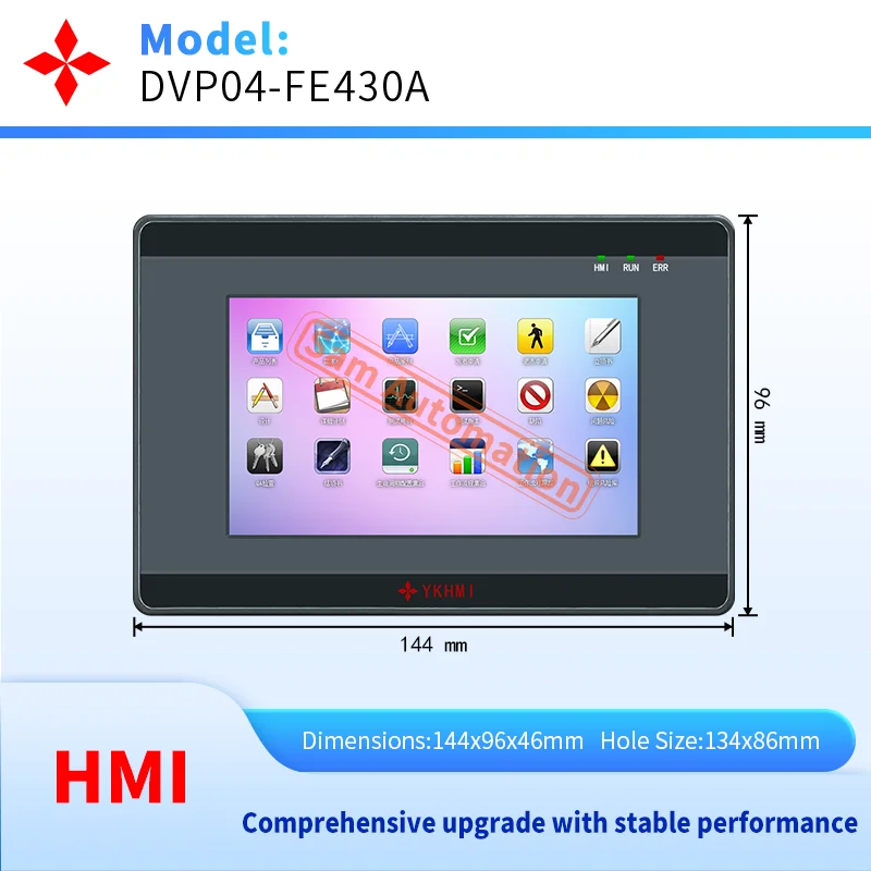 

YKHMI 4.3 Inch HMI Touch Screen Panel With Download Communication Cable, Support RS485/232/422 To Connet With PLC
